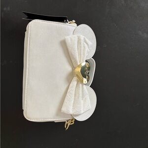 Loungefly White and Gold Bow Clutch